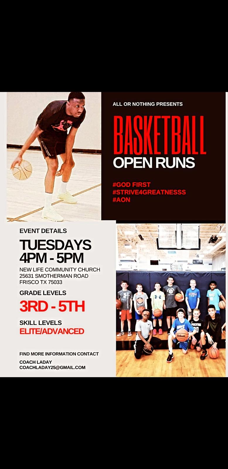 Open runs basketball session